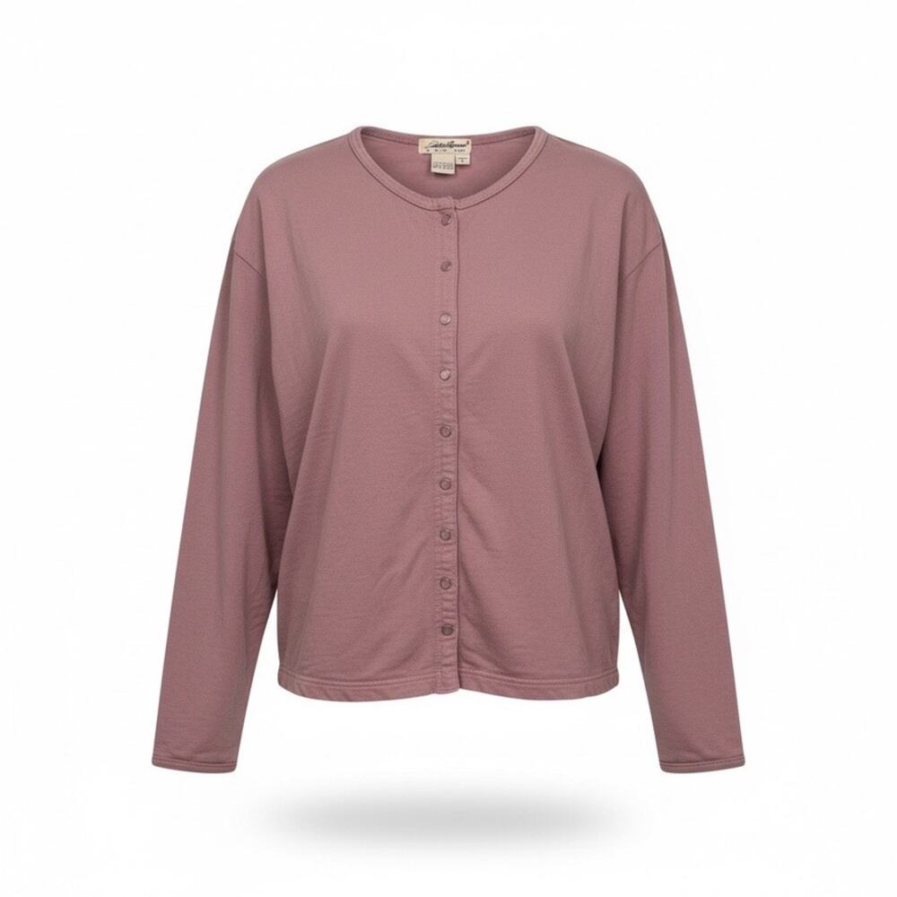 Eddie Bauer 100% Cotton Snap-Front Cardigan — Large